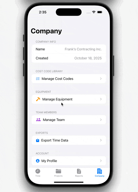 Export Time Data Demo